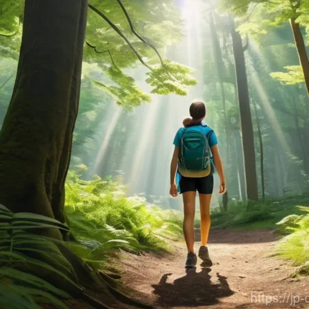 디지털디톡스와 환경적 요인 - **Prompt:** A tranquil and serene natural landscape, with a young adult (mid-20s, gender-neutral) pe...