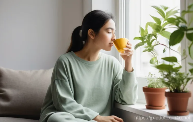 디지털디톡스와 마음 챙김 훈련 - **"A young adult, approximately 28 years old, sitting hunched over a coffee table in a modern, sligh... 디지털디톡스와 마음 챙김 훈련 - **"A young adult, approximately 28 years old, sitting hunched over a coffee table in a modern, sligh...
